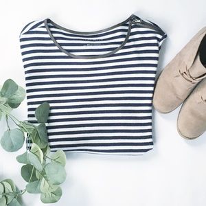 Talbots 3/4 Sleeve Stripped Tee